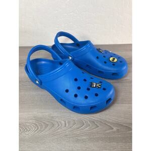 Crocs Men's Blue Sandals with Batman Jibbitz Size 12- EUC